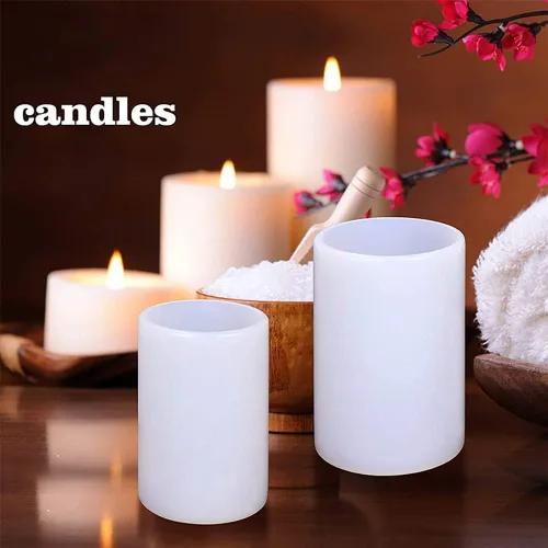 Vista 9 de Katutude Paquete de 5 moldes para velas cilíndricas, moldes de silicona 3D para velas perfumadas de bricolaje, jabón hecho a mano, cera