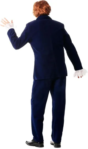 Vista 3 de Adult 60's Spy Swinger Costume Mens, Deluxe Shagadelic Navy Blue Suit Halloween Groovy Party Outfit