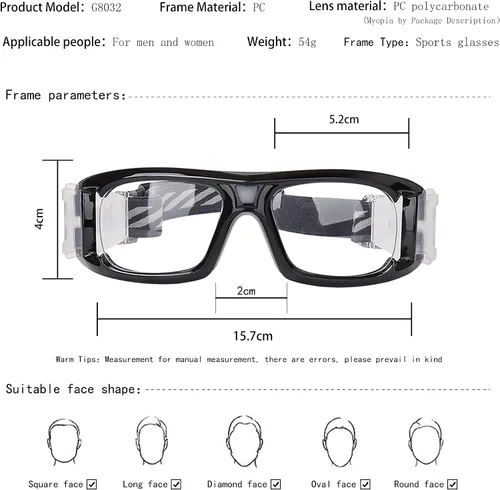 Vista 2 de SooGree Gafas deportivas, baloncesto, fútbol, raqueta, para hombres y mujeres, protección de seguridad reemplazable