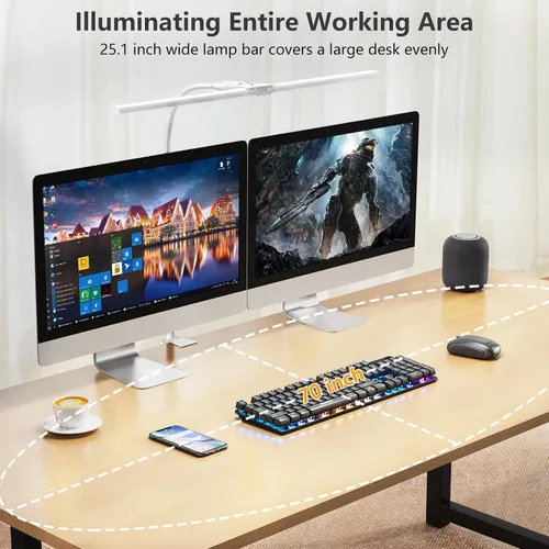Vista 3 de EppieBasic - Lámparas LED de doble cabezal de arquitecto, iluminación de banco de trabajo extra brillante para oficina, luz de escritorio moderna