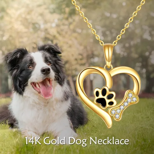 Vista 5 de KECHO Collar de oro con estampado de patas de 14 quilates para mujer, colgante de corazón de oro, regalos de joyería para ella