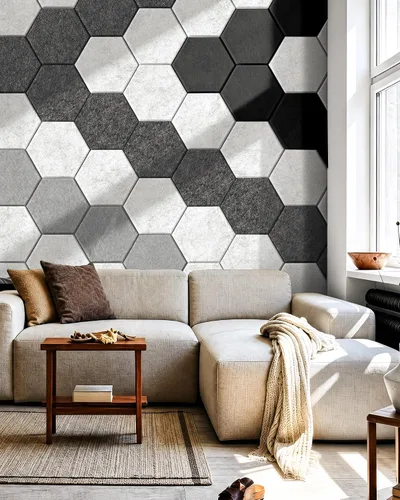 Vista 8 de Paquete de 12 paneles de pared acústicos decorativos Black/Grey
