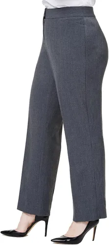 Vista 3 de JM Collection Pantalones de pierna recta de ajuste curvo de talla grande y pequeña - (Rockport Grey, 28WP), Gris, 28