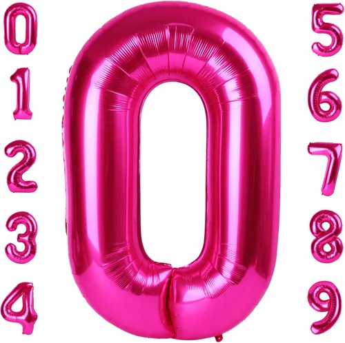 Vista 166 de Globos con números de 40 pulgadas, color negro, para decoraciones de cumpleaños de 10 a 100 años Jumbo 40In & Vibrant Color, With Hanging Holes
