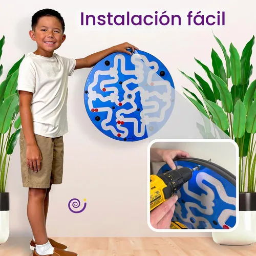 Vista 5 de Amazer - Tabla de actividades de pared para niños pequeños, actividad interactiva de pared para niños, juego colorido de rueda de laberinto Azul