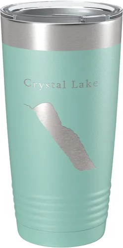 Vista 18 de Crystal Lake Map Tumbler Travel Mug Insulated Laser Engraved Coffee Cup Vermont 20 oz Black