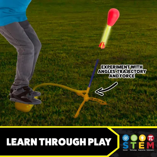 Vista 4 de Stomp Rocket Recambios de cohetes ultra LED, 2 cohetes, cohetes LED de repuesto con punta de espuma para niños, divertidos juguetes para patio