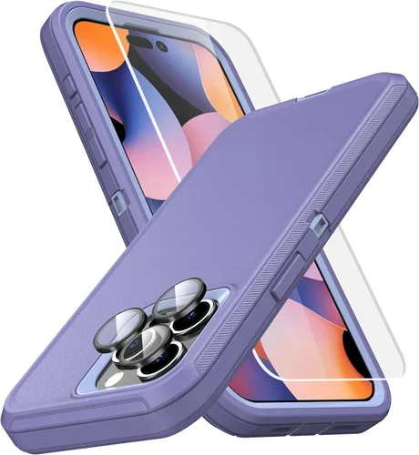 Vista 11 de MXX Funda de Alta Resistencia para iPhone 15 con Pantalla de Vidrio Templado, Protector de Lente de Cámara de 3 Capas, Protección Completa