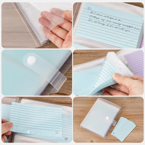 Vista 3 de Tarjetas de índice de 4 x 6 pulgadas, bolsas organizadoras de plástico transparente, carpeta de libros, paquete de 2 fundas protectoras