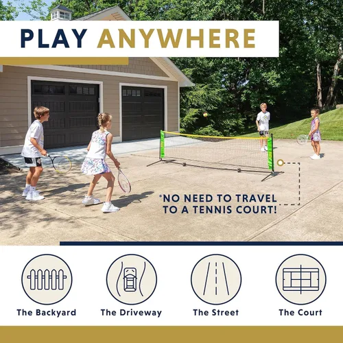 Vista 5 de Raqueta de tenis para niños con videos de entrenamiento – Raqueta de tenis juvenil de aluminio con mango de neopreno para niños de 5 a 12 años