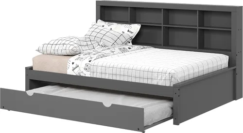 Vista 4 de Donco Kids Equable Modern - Estantería de sofá cama matrimonial con nido en acabado gris oscuro