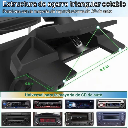 Vista 4 de Soporte ajustable de la tableta del soporte de la ranura del CD del coche 360 para el iPad y el teléfono celular