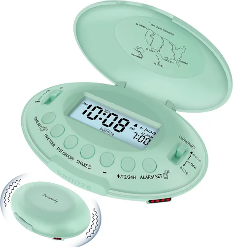 Vista 11 de DreamSky Reloj despertador vibratorio para personas que duermen mucho y Negro