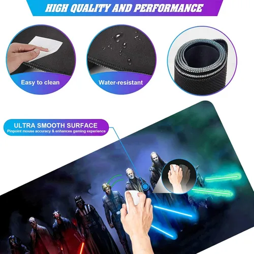 Vista 4 de Alfombrilla de mouse extragrande para juegos personalizada con base de goma antideslizante, bordes cosidos, alfombrilla de mouse lavable, teclado