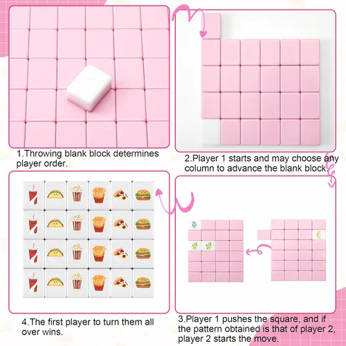 Vista 5 de Shinylin Pink - Juego de bloques Mahjong para 2 jugadores, regalo para Rosa