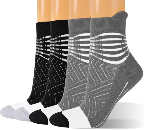 Vista 21 de Calcetines de compresión para el tobillo para mujer, con absorción Coolmax, deportivos y acolchados, alivio de la fascitis plantar, paquete de 2, 3