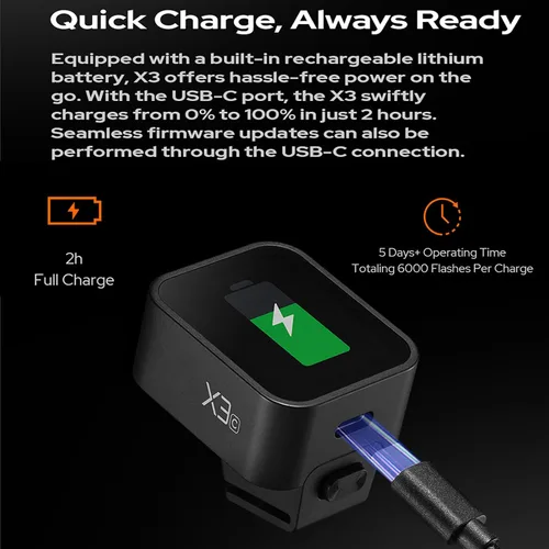 Vista 6 de Godox Disparador de flash inalámbrico X3F TTL, transmisor de flash de pantalla táctil para cámaras Fuji, batería incorporada