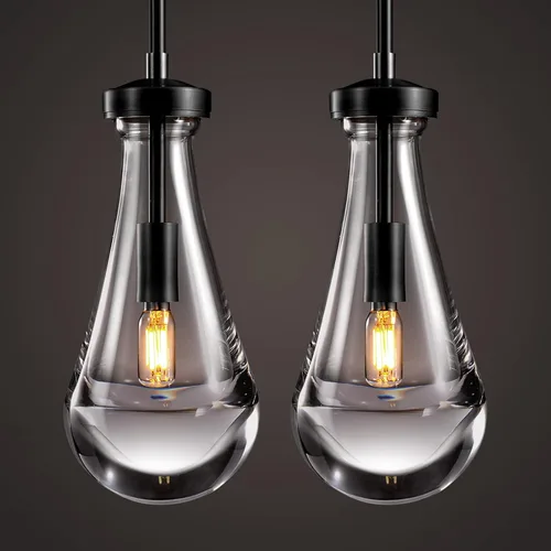 Vista 17 de Luces Colgantes Modernas de Gota de Lluvia, Luces Colgantes para Isla de Cocina, Lámpara de Comedor con Barra de Latón, Candelabro de Gota de Lluvia