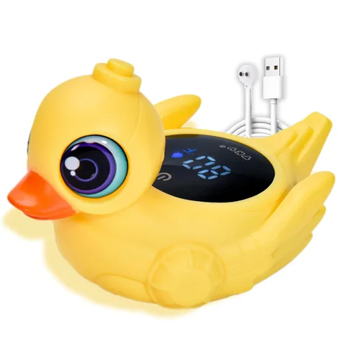 Vista 14 de Termómetro de baño para bebé, termómetro digital flotante de agua con pantalla LED y alertas de temperatura de color, juguete de baño recargable