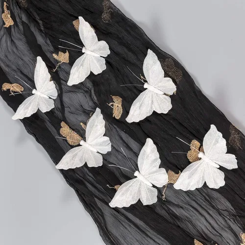 Vista 9 de Berfutall - Juego de 12 mariposas de plumas para decoración de mariposas, blancas en alambre. Decoración del hogar de primavera para fiestas, fotos