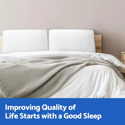 Vista 7 de CushZone Almohadas de espuma viscoelástica para dormir, almohada de cama con funda extraíble y lavable a máquina, almohada de cama para dormir