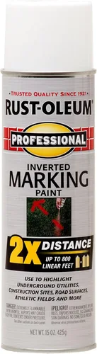 Vista 20 de Rust-Oleum 266575 Pintura en aerosol profesional de distancia 2X y marca invertida, 15 onzas, azul de precaución Utility Marking, Construction