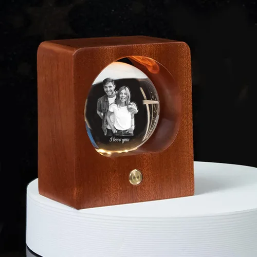 Vista 9 de Bola de cristal personalizada luz nocturna personalizada 3D fotos de cristal base LED con luz colorida, regalo personalizado para mujeres, hombres