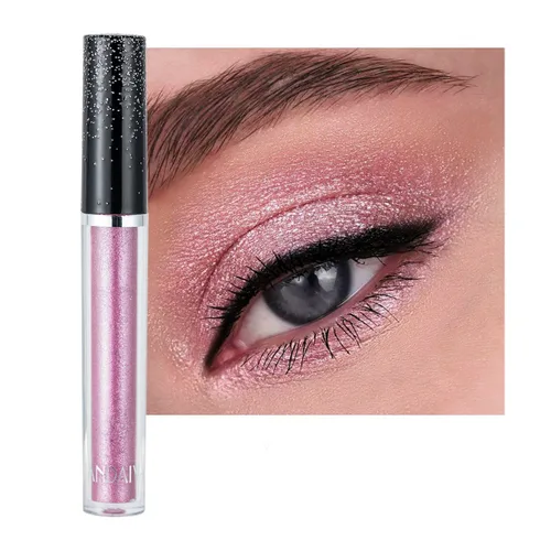 Vista 10 de Sombra de ojos líquida con purpurina brillante, maquillaje de larga duración, secado rápido (dorado metálico)