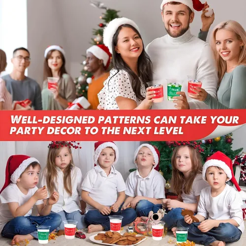 Vista 6 de Rtteri 24 vasos de plástico desechables de 12 onzas para decoración de fiestas de Navidad, cerveza, bebidas, aperitivos