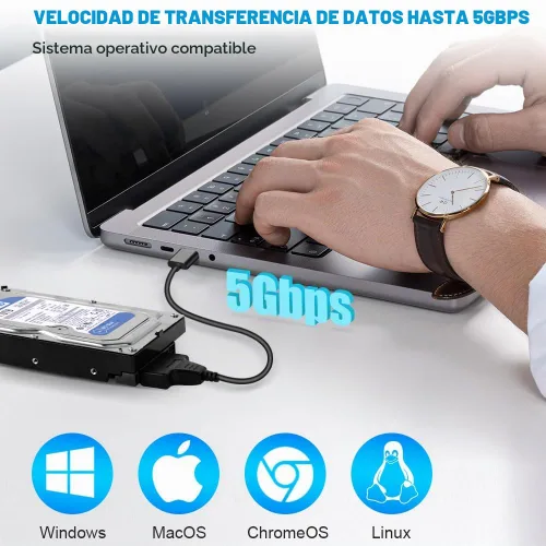 Vista 6 de Ainiv Cable adaptador USB 3.0 a SATA para unidades SSD HDD de 2,5