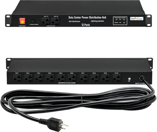 Vista 10 de Regleta de alimentación horizontal PDU de 19 pulgadas para montaje en rack - Protector de sobretensiones Para servidores de red, 10 tomacorrientes