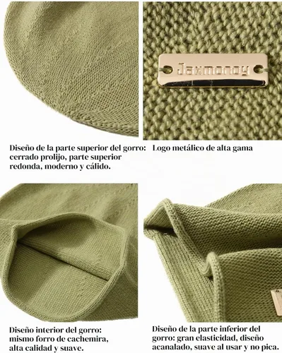 Vista 3 de jaxmonoy Slouchy Knit Beanie Hat for Women Winter Soft Warm Ladies Laightweight Slouch Knitted Skull Beanies Cap Verde aguacate