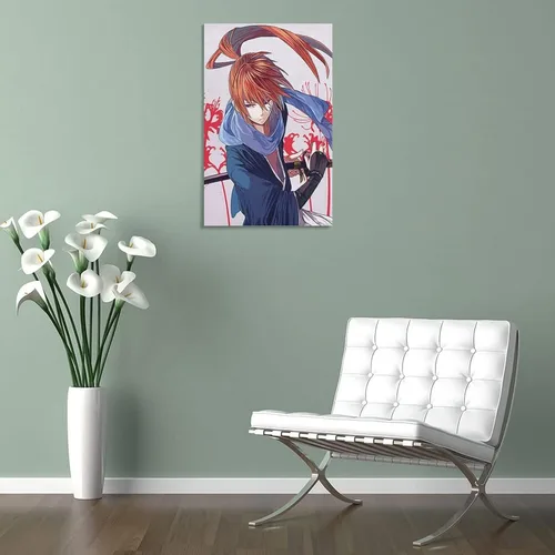 Vista 5 de Póster de anime, Rurouni Kenshin Himura, póster de lienzo para decoración de pared, decoración de habitación, decoración de dormitorio, regalos
