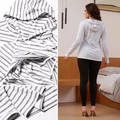 Vista 148 de GINKANA Sudadera con capucha para mujer, manga larga, lactancia materna, ropa casual