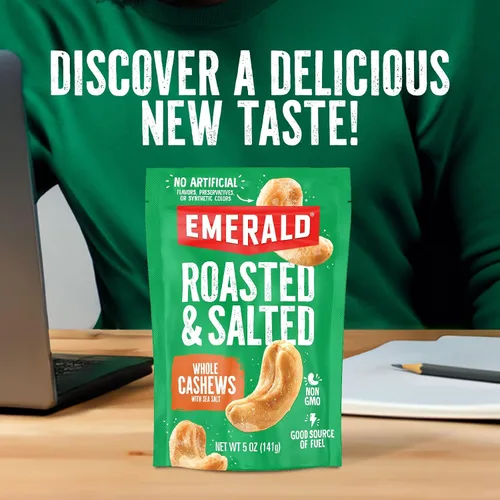 Vista 6 de Emerald Nueces Enteras Tostadas y Saladas (Paquete de 1), Bolsa resellable de 5oz, Proteína a Base de Plantas, Certificada Kosher, Sin GMO, No