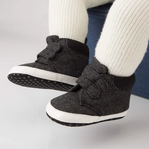 Vista 2 de Babelvit Zapatillas de lona con suela suave para bebé y niña, con cordones y cordones para bebé, botas unisex jasta el tobillo recién nacidos