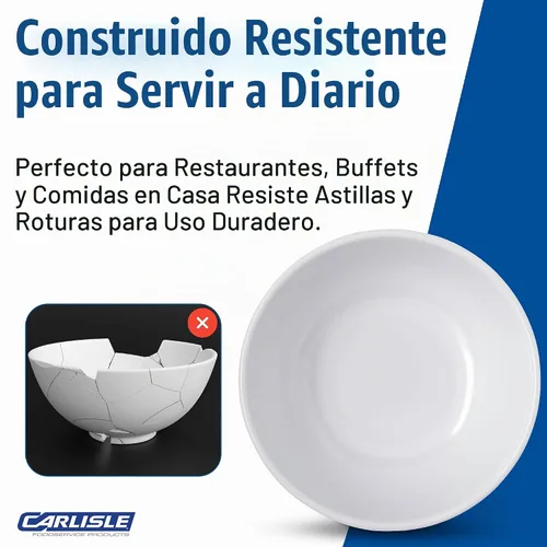 Vista 6 de Carlisle FoodService Products Dallas Ware - Cuenco de plástico reutilizable para bufés, hogar y restaurantes, melamina, 16 onzas, color blanco