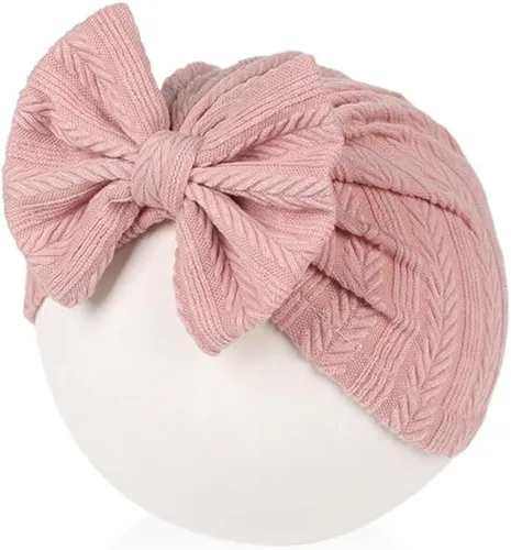 Vista 4 de Turbante para bebé recién nacido con lazo, turbante para recién nacido, niñas y niños, sombrero de hospital para fotos de 3 a 6 meses, Beige