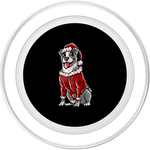 Vista 2 de Staffordshire Bull Terrier Santa Claus Merry Christmas Dog PopSockets MagSafe PopGrip for iPhone