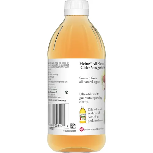 Vista 4 de Heinz Vinagre de sidra de manzana totalmente natural con 5% de acidez, botella de 16 onzas líquidas
