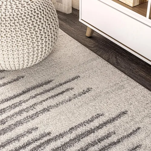 Vista 4 de JONATHAN Y Aya Berber - Alfombra de pasillo geométrica de rayas crema/gris, 2x8, contemporánea, moderna, fácil de limpiar, para sala de estar