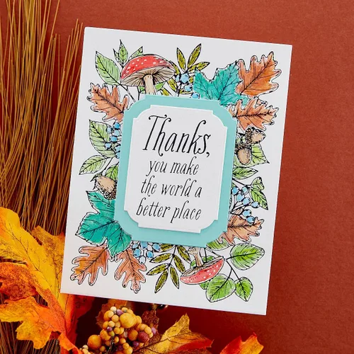Vista 3 de Spellbinders BP-083 Autumn Thanks Frame Press Plate de The BetterPress Autumn Collection
