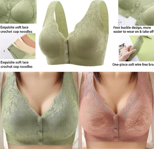 Vista 5 de Lamious - Brasier de encaje con cierre frontal para personas mayores, para mujer, Lily Zero Feel de cobertura completa, de algodón, levantamiento