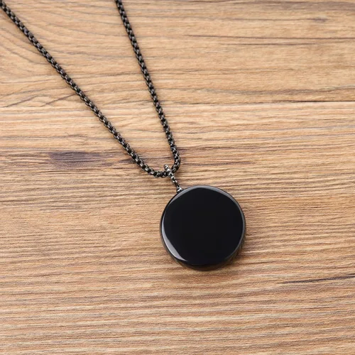 Vista 5 de COAI Collar de árbol de la vida con piedra negra de obsidiana