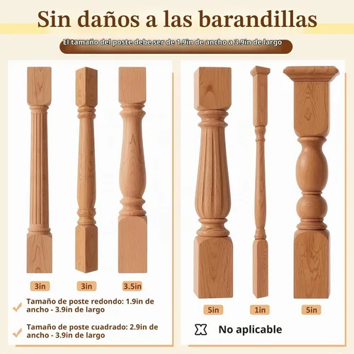 Vista 3 de Adaptador de barandilla para puerta de bebé: 2 piezas, kit de montaje de poste de escalera para bebé, puertas de bebé para escaleras, adaptador