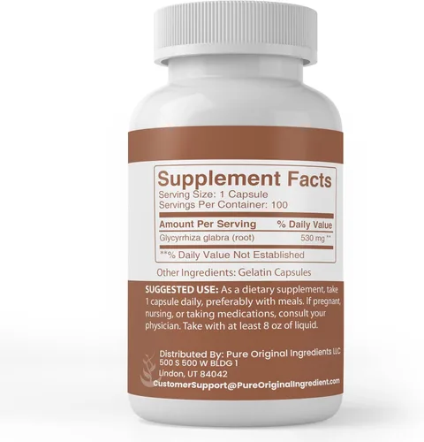 Vista 3 de Pure Original Ingredients Extracto de raíz de regaliz (100 cápsulas) siempre puro, sin aditivos ni rellenos, verificado por laboratorio
