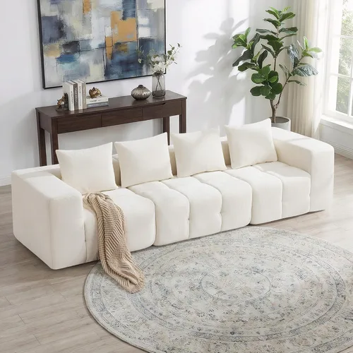 Vista 22 de Sofá de dos plazas seccional modular sin armazón de 78.7 pulgadas, sofá nube capitoné con asiento profundo, sofá de chenilla para sala de estar