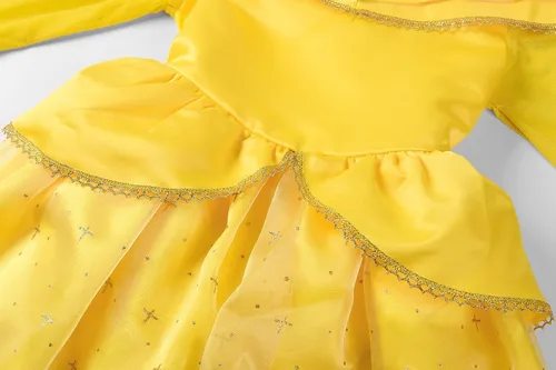 Vista 5 de ReliBeauty Disfraz de princesa para niñas pequeñas, color amarillo