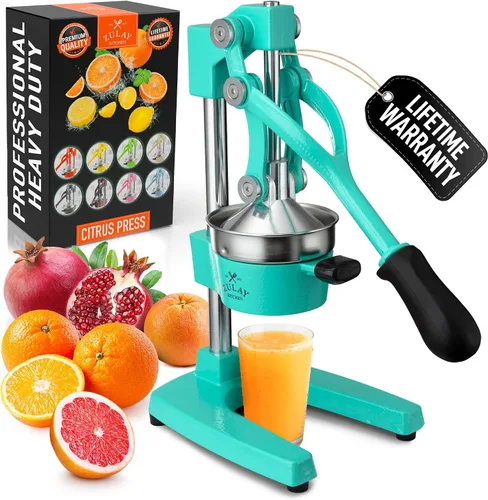 Vista 14 de Zulay Kitchen Puplerizer Exprimidor de hierro fundido 9 en 1, exprimidor manual de servicio pesado fácil de limpiar con accesorio prensatelas