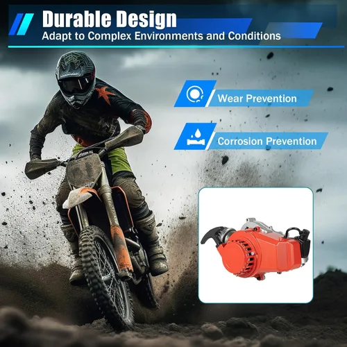 Vista 2 de Motor de bicicleta de bolsillo de 49 cc/50 cc - Motor de 2 tiempos con arranque de tracción, cubierta de motor CNC, kit de bricolaje incluye